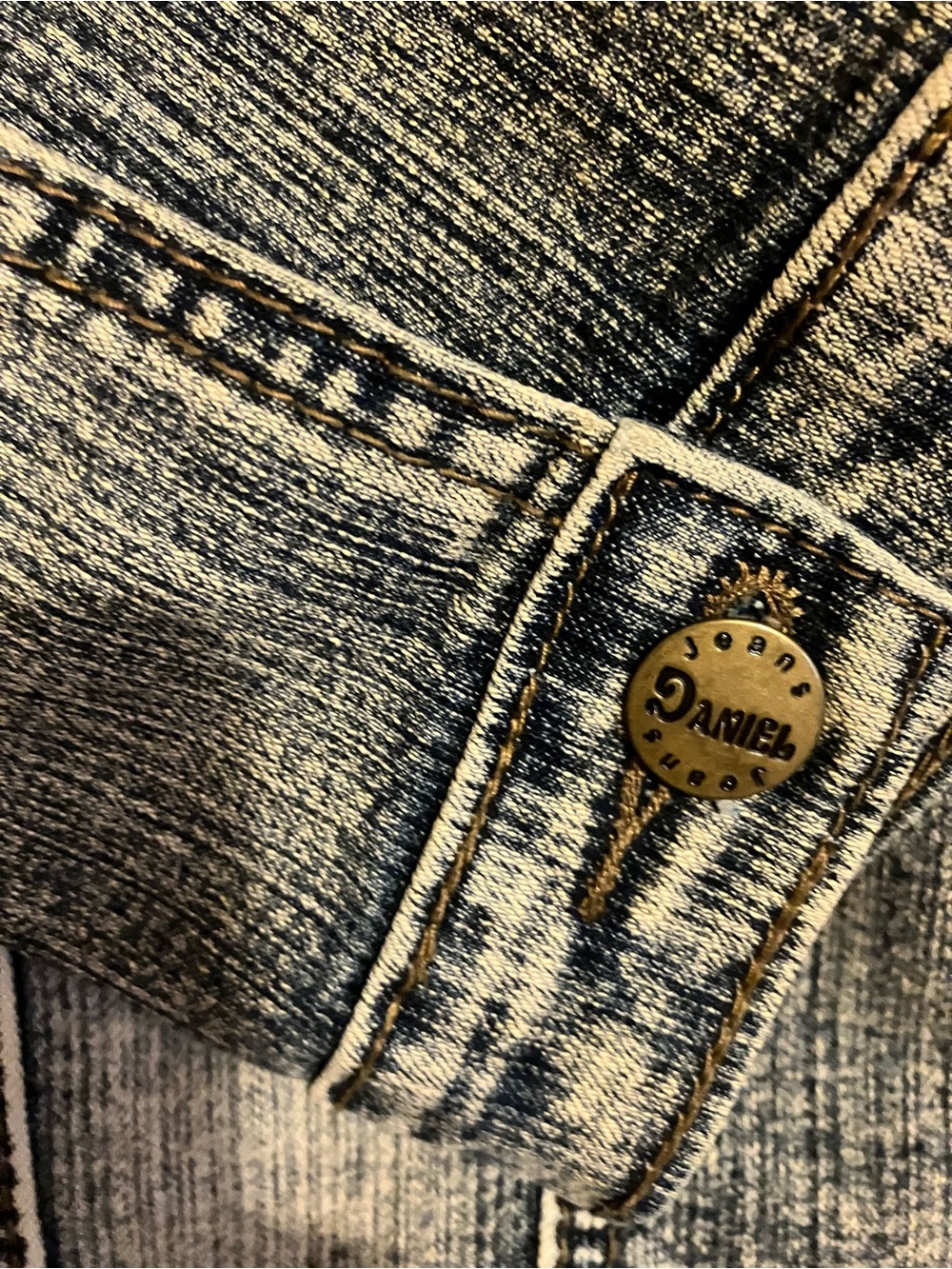 Denim Jean Jacket with Embellished Pockets - Washed Blue - Picture 4 of 5